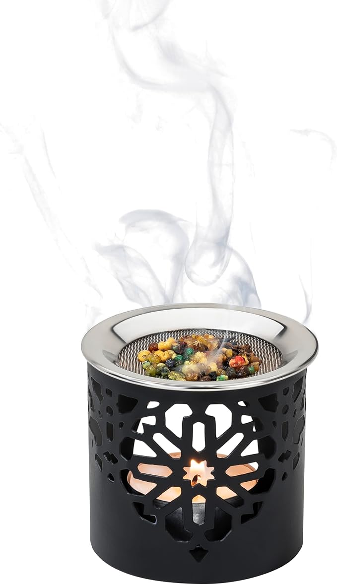 Frankincense Incense Burner with Tealight – Durable Black Iron, Height 2.36 Inches – HANDCRAFTET Aromatic Censer for Safe Burning and Elegant Home Décor