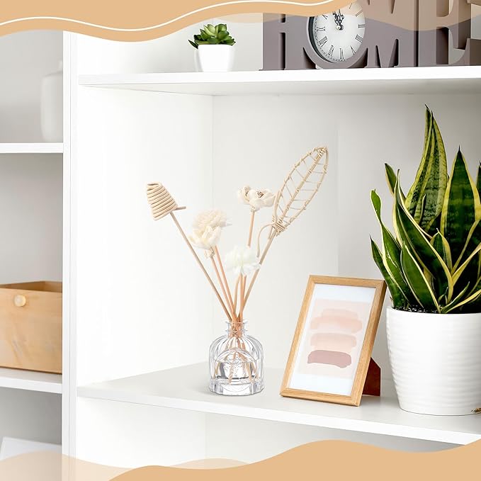Cindeer 200 Pcs Reed Diffuser Sticks Set Include 10 Style 100 Pcs Natural Rattan Flower Reed 7 Style 100 Pcs Mixed Fragrance Diffuser Rattan Reed Fragrance Diffuser Replacement for Home Fragrance