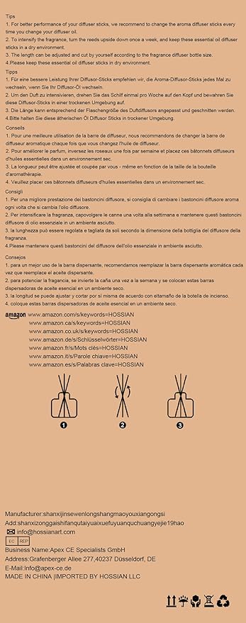 HOSSIAN 100PCS Reed Diffuser Sticks-Natural Rattan Sticks Reed diffusers-Diffuser Replacement Sticks for Aroma Fragrance Reeds for Essential Oil diffusers Refills (7"*3mm Primary Color)