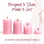 Biedermann & Sons 45-Hour Long Burning Unscented Pillar Candles, Dusty Rose, 3 x 4 Inch - Set of 6