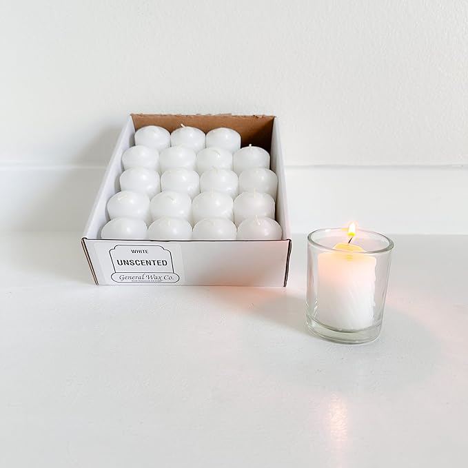 Unscented Votive Candles, Clean-Burning Votive Candles, Long-Lasting 14-16 Hour Burn Time, Ideal for Weddings, Home Décor, Spa, and Events, Made in USA, Box of 120, White