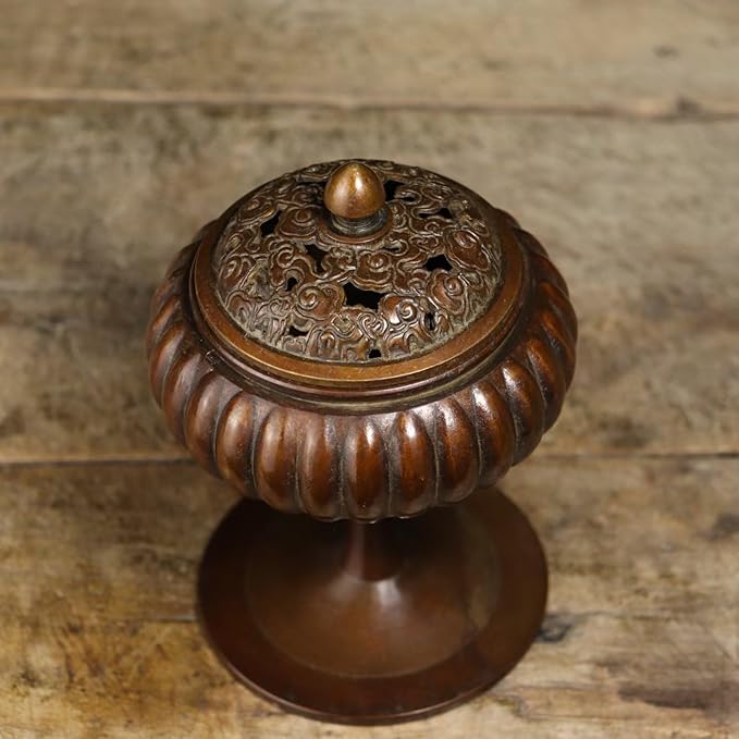 Copper Incense Burner Chinese Brass Incense Holder Traditional Copper Zen Incense Burner Sandalwood Burner Decoration Censer