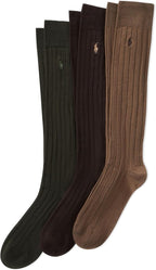 POLO RALPH LAUREN Mens Mercerized Cotton Ribbed Dress OTC Socks 3 Pair Pack Reinforced Cotton Comfort