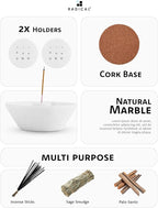 Radicaln Marble Incense Holder 5.5" Inches White Handmade Aesthetic Room Decor & Apartment Essential, Aromatherapy Holder for Incense Sticks, palo Santo Stick for Incense Burner