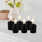 Mega Candles 12 pcs Unscented Black Votive Candles, Hand Poured Wax Candle 15 Hours 1.5 Inch x 2.25 Inch, Home Décor, Wedding Receptions, Centerpieces, Occasions, Events, Meditations, Holders