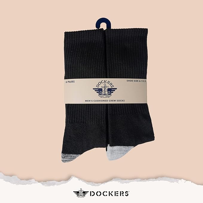 DOCKERS Men's Performance Socks - 3-Pairs and 6-Pairs Athletic and Dress Crew Socks for Men
