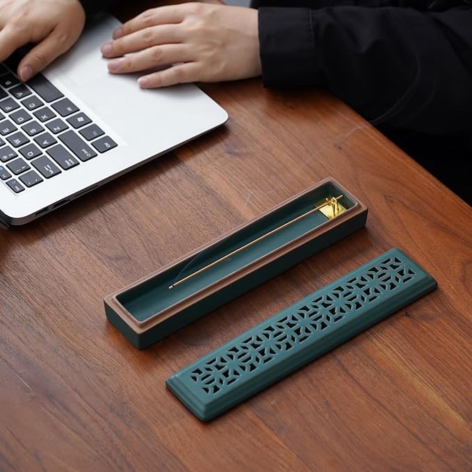 Incense Holder for Sticks，Ceramic Insence-Stick Holder Ash Catcher，Incense Holder Timkburner for Meditation Yoga Spa Room Decor