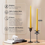 New Burning Formula Unscented Dripless 10-Inch Taper Candles Set of 12 - Spicy Mustard, for Wedding, Dinner - Smokeless, Long Burning - Hand Poured, Colored Tall Candlesticks - Mostaza Picante