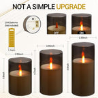 Flameless LED Candles, New Analog 3D Wick Battery Powered Candle, Fake Candle with Remote Control & Timer for Dining Table/Cafe/Living Room/Bedroom/Wedding Center Decor (Grey)