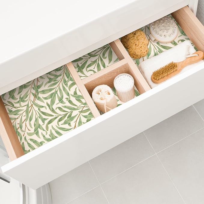 10 Sheets Drawer Liners for Dresser Scented Drawer Liners Non Adhesive Scented Paper for Fragrant Home Shelf Closet(Linen,Greenery)