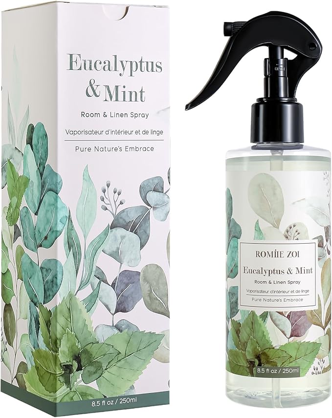 Linen & Room Air Freshener Spray Room Mist, with Natural Plant Extract, Eucalyptus & Mint Scent, 8.5 FL OZ.