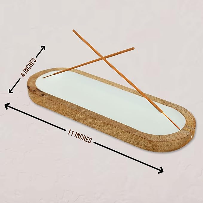 Raajsee Hand Painted Incense Holder,Wooden Incense Burner,Ash Catcher, Incense Tray 11x4x1.5 Inches, Best for Home Fragrance-Aesthetic Room Décor