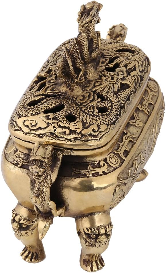 Antique Bronze Brass Chinese Dragon Incense Burner Holder Home Decoration Vintage Incense Burner Incense Holder for Stick and Cone Incense Incense Holder Burner
