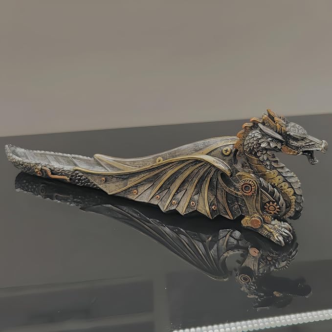 Mechanical Dragon Incense Holder Incense Burner Stick Incense Burner Steampunk Dragon Mystical Sculpture Gothic Decor for Man Cave