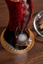 Unique Cloud Stairs Ceramic Waterfall Incense Holder, Paired with a Pack of Backflow Incense Cones. (Fambe Red)
