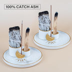 ZenBless Multifunction Incense and Candle Holder for Burning Sage, Palo Santo, Incense Sticks - 5.9" Ceramic Ash Catcher Tray for Meditation Room Home Decor (Gold)