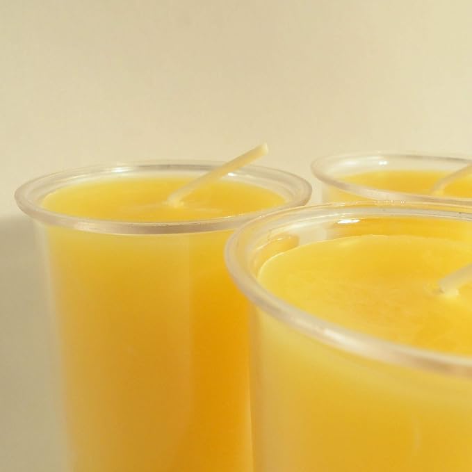 100% Beeswax 15-Hour Votives Candles Organic Hand Made - 2" Tall, 1 1/2 Thick (Set of 12)