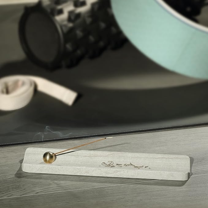 Koville Natural Marble Incense Holder, Incense Holders for Sticks, Incense Burner Holder, Ideal for Meditation and Relaxing, Easy to Clean(White Wooden)