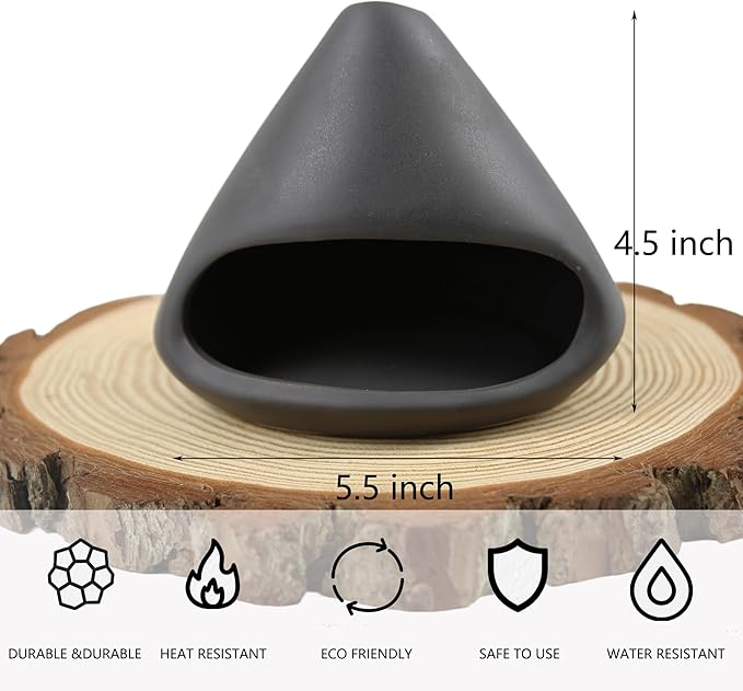 Ceramic Palo Santo Burner, Mini Chimney Incense Holder with Ash Catcher, Aromatherapy Meditation Home Decor for Anxiety Relief, Black