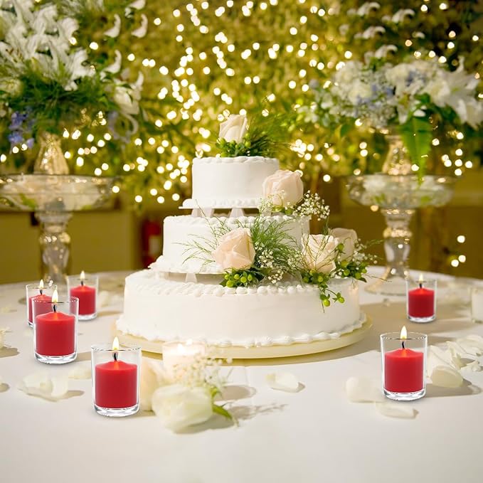 9-Pack 1.25-Inch Red Votive Candles, Unscented Small Tealight Candle for Home Decor and Special Occasions