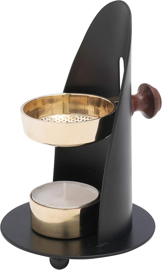 Frankincense Incense Burner with Tealight Candle – HANDCRAFTET 4.72-Inch Durable Aromatherapy Incense Censer for Safe Burning and Elegant Home Décor