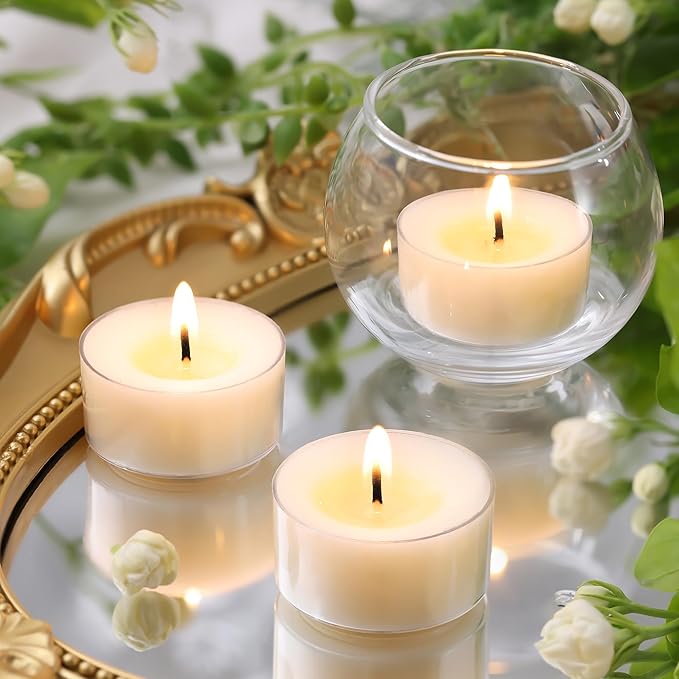 Blossom Jasmine Highly Scented Tea Lights Candles 36 Pack, 4 Hours Natural Palm Tea Candles Bulk for Home Scented, Small Tealight Votives for Home Aromatherapy, Baby Shower Favors
