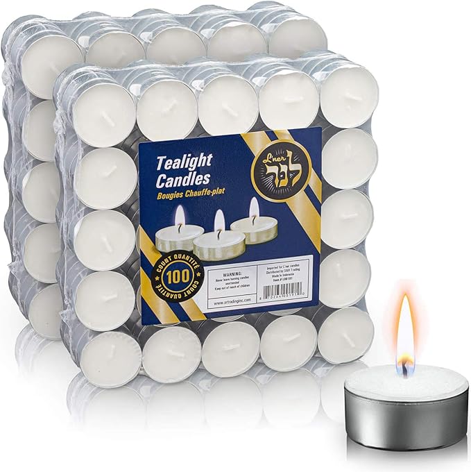 L'ner Tea Lights Candles - Pack of 200 White Unscented Candle Lights with 3.5 Hour Burning Time - Tea Candles for Wedding, Home, Parties, and Special Occasions