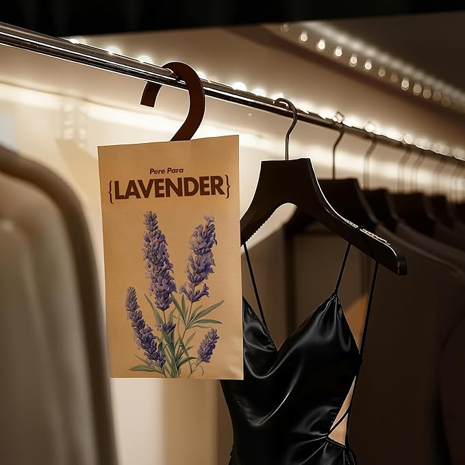 Potpourris Lavender Scented Hanging Paper Sachets - 12 Pack for Closet & Home | Long-Lasting Air Freshener & Odor Eliminator for Drawer, Car, Bathroom | Ideal Gift Idea