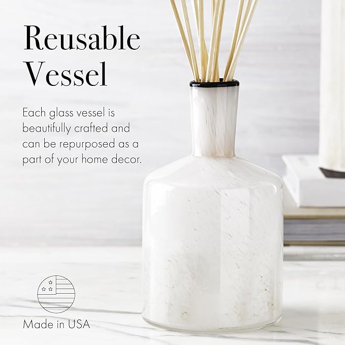 LAFCO New York Classic Reed Diffuser, Champagne - 6 oz, Pack of 2 - Up to 3 Months Fragrance Life - Reusable, Hand Blown Glass Vessel - Natural Wood Reeds - Made in The USA