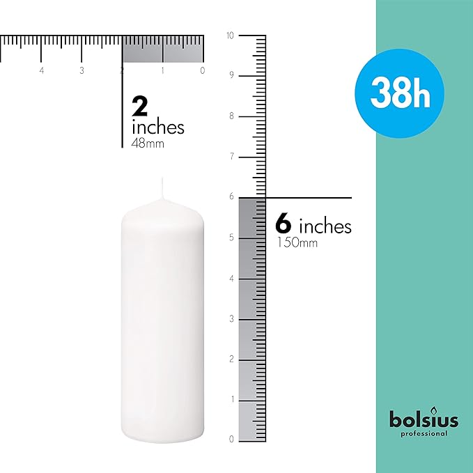 Bolsius White Pillar Candles – 2x6 Unscented Candle Set of 20 – Dripless, Smokeless, and Clean Burning Household Dinner Candles – Perfect for Weddings, Parties, Dinners – 20 Decorative Candles