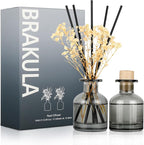 Brakula 2 Pack Reed Diffuser, Fresh Linen + Bamboo (3.38 fl oz Each Pack), Home Fragrance with 12 Sticks, Shelf Decor, Reed diffusers for Home