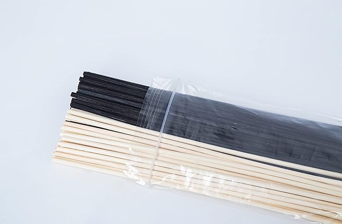 LWH-US 120 PCS Reed Diffuser Sticks,10 Inch Natural Rattan Wood Sticks,Essential Oil Aroma Diffuser Replacements Sticks for own Space (Black Color and Natural Color) 10×3.7×0.59 inch