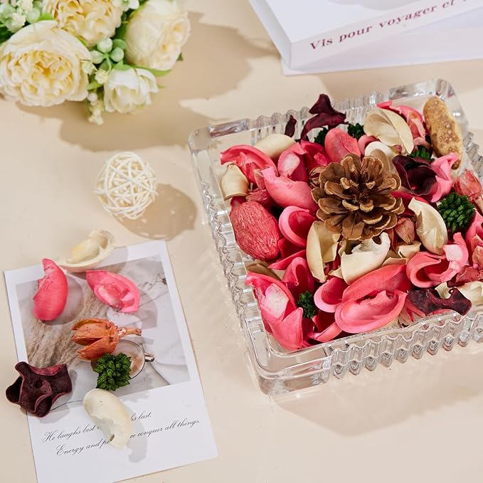 Potpourri Bowl Fillers - Rose Scented Vase Fillers Fragrance | Pink Home Decor | Fragrance for Bathroom Living Room Bedroom | Air Freshener, Gifts (Pinecone)