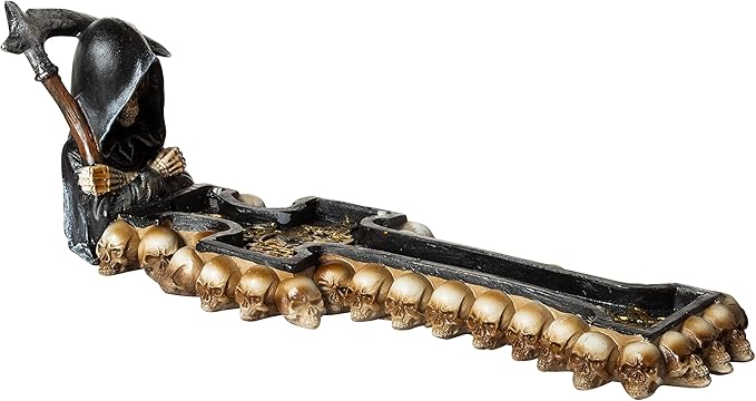 Grim Reaper Polyresin Incense Stick Holder Burner with Ash Catcher