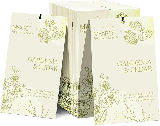 Sachets for Drawers and Closets, MYARO 12 Packs Gardenia & Cedar Scented Sachet Bags, Home Fragrance Perfume Smell Goods for House