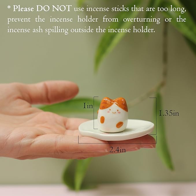 Handmade Ceramic Incense Holder for Sticks, Incense Plate for Stick with Ash Catcher Anti-ash, Incense Burner for Meditation Yoga Spa Aromatherapy Home Room Decor Easily Grab Ash