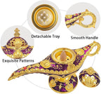 Vintage Aladdin Genie Lamp Cone Incense Holder,Legend Magic Lamp Incense Burner Arabian Costume Props,Wishing Light for Home Decor Birthday Party Wedding Purple