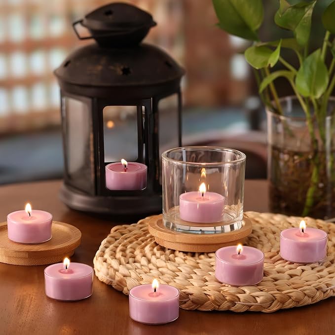 Scented Tea Lights Candles, Lavender Twilight, 48 Pack – Purple Scented Tealight Candles – 100% Palm Wax, 6 Hour Burn Aromatherapy Tea Light Votive Candle for Relaxation, Spa, Yoga, Home Decor