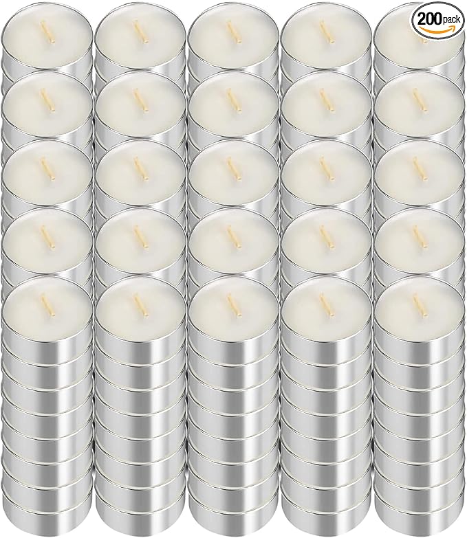 UNBREAKABLE - Tea Light Candles 200 Pack – Unscented Long Lasting 3 Hour Burn – White Smokeless Tealights for Decoration, Holiday, Party, Wedding, Home Use
