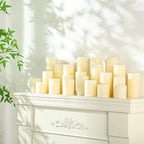 Shihanee 36 Pcs Pillar Candles 3 in x 3,4,5,6,8,10 Dripless Unscented Smokeless Candle Long Burning Decorative Rustic Candles with Cotton Wick for Wedding Home Fireplace (Ivory White)