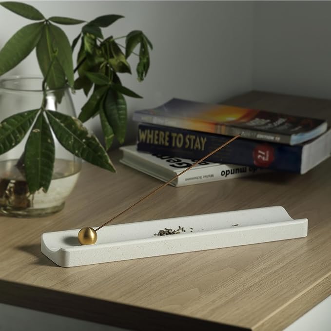 Koville Italian Quarella Engineered Marble Incense Holder, Incense Holders for Sticks, Sturdy Incense Burner Ideal for Meditation and Relaxing, Easy to Clean(Ariete Quarella)
