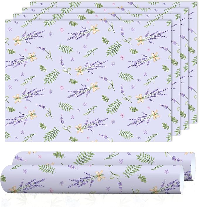 SCENTORINI Shelf Liners for Kitchen Cabinets Non-Adhesive, Lavender Scented Drawer Liners, 14.3 x 19.6 Inch 6 Sheets, for Dresser Bedroom Shelf Closet