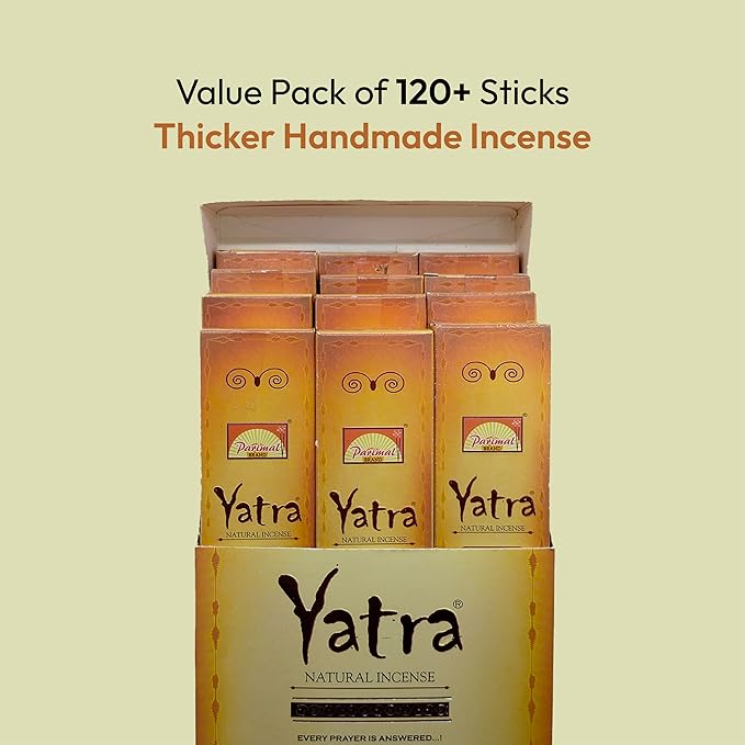 Yatra Indian Temple Incense Sticks - (120 Inscents Sticks) Spiritual Incense Kit | Blend of Floral & Sandal Insense Burn, Organic Incense Sticks Non Toxic | Use as Inciensos para Sacar Malas Energias