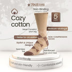 Men's Diabetic Cotton Fashion Loose Crew Dress Socks - 5 Pack Large - Stripe Pattern - Sock Size 10-13 Shoe Size 9-12 L Light Beige, Beige, Khaki, Brown, Dark Brown