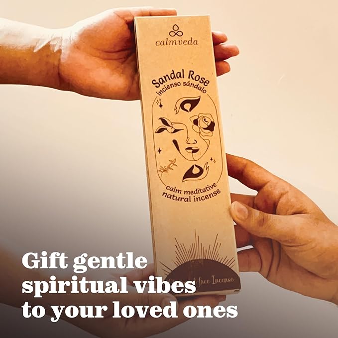 Sandal Rose Incense Sticks Natural - for Meditation Incense (40+ Sticks) Clean Charcoal Free Made from Upcycled Flowers | Sweet Woody Sandalwood for Calm Feel (Incienso De Rosas)