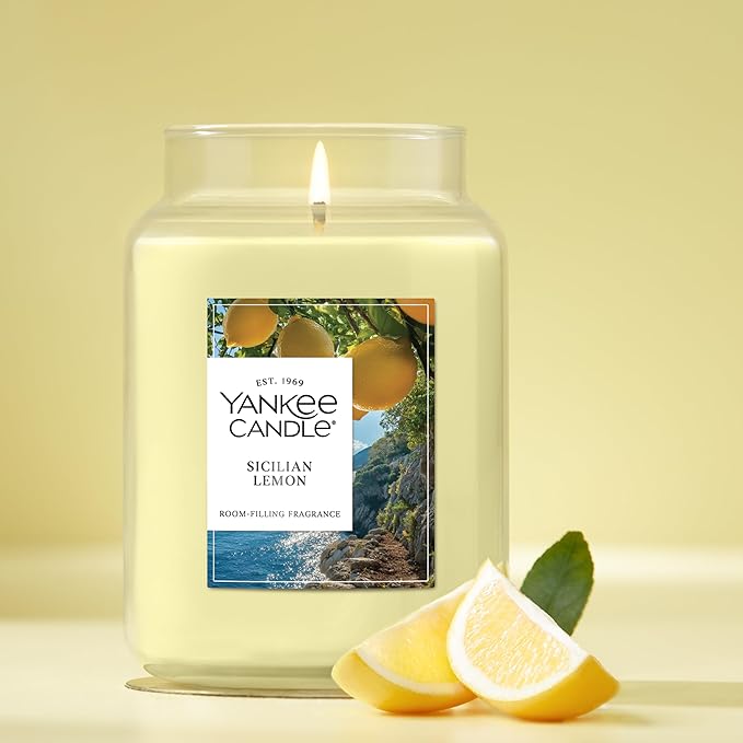 Yankee Candle Sicilian Lemon Scented Candle, 22oz Large Jar with up to 150 Hour Burn Time, Giftable, Holidays