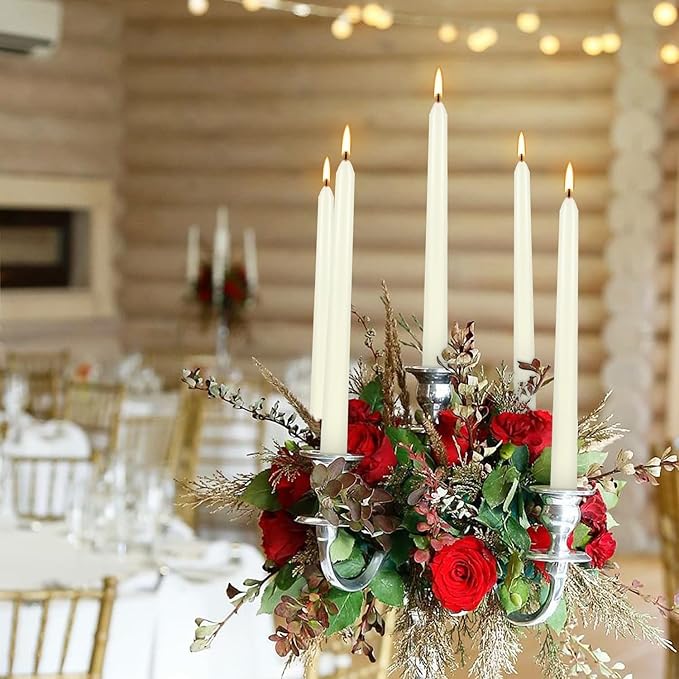 8 Pack Ivory Taper Candles 10 Inch Tall 3/4 Inch Thick Burn 8 Hours