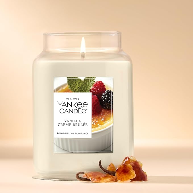 Yankee Candle, Vanilla Crème Brûlée Fall Scented Candle, 22oz Large Jar with up to 150 Hour Burn Time