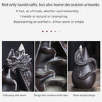 Ceramic Waterfall Backflow Incense Burner Set with 45 Cones - Dripping Water Dragon Statue - Aromatherapy Decor for Yoga, Meditation, Spa, Office, Bedroom - Relaxing Zen Gift