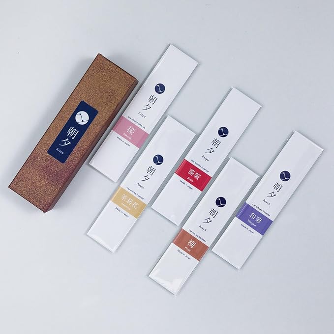 Asayu Japan Incense Sticks Assortment - 5 Floral Fragrances, 20g, 100% Made in Japan Incense Sampler Variety Pack - for Yoga, Zen Meditation & Relaxation